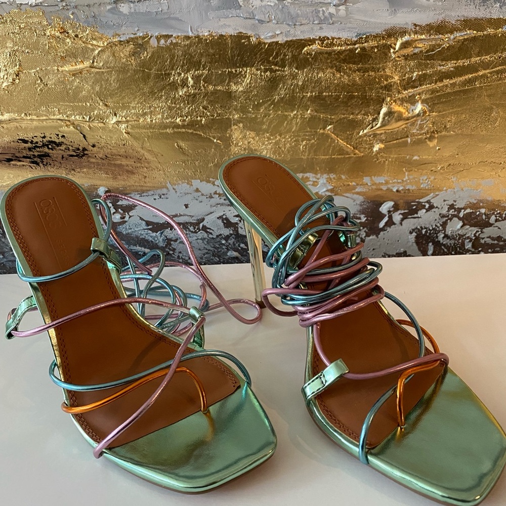 New ASOS strappy metallic sandal heels